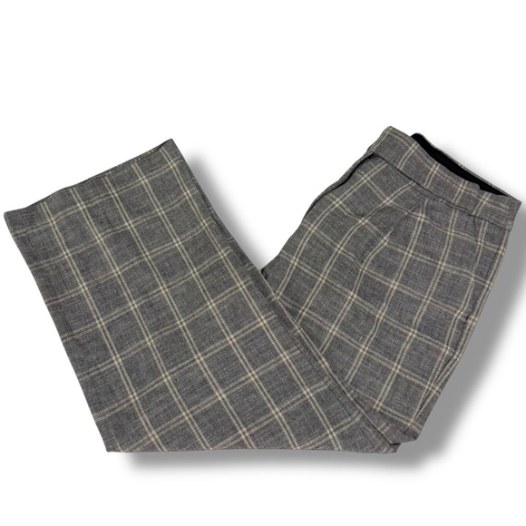Express Black and Cream Plaid High Rise Wool Trousers - Picture 1 of 7